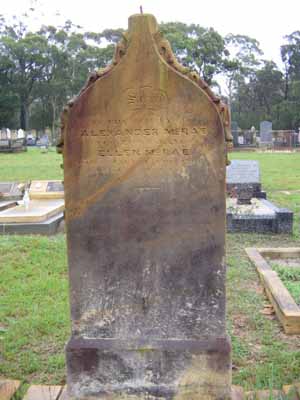 Photo of headstones/Alexander McRae d1884 hdstn Berrima